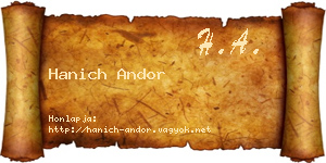 Hanich Andor névjegykártya